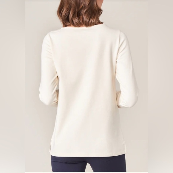 Spartina 449 Brooke Knit Top Shirt Cream Peru French Terry Cotton Small Boatneck - Picture 2 of 8